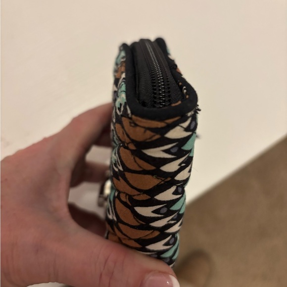 Vera Bradley Teal and Brown Patterned Turnlock Wallet - Picture 15 of 16